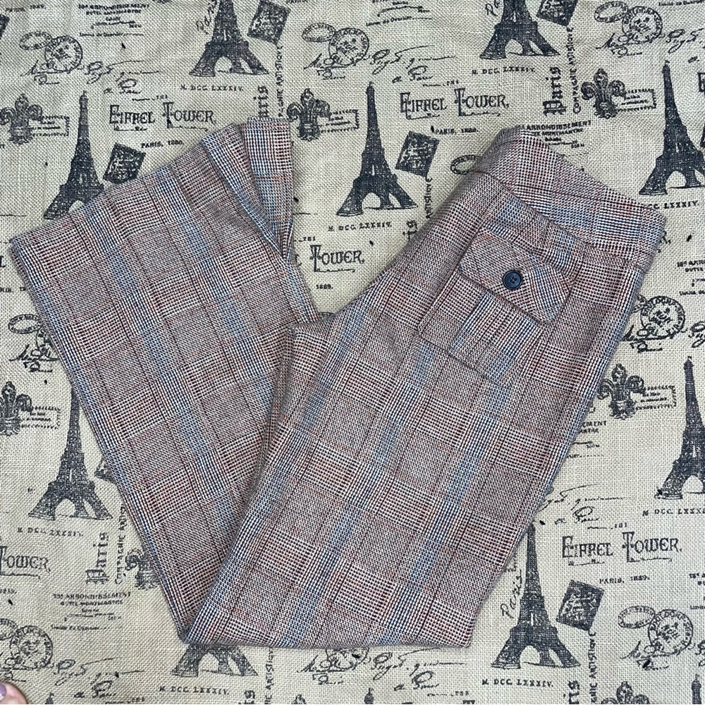 Liquid NWT! Luna Orange/Gray Plaid Warm Valentine Pant